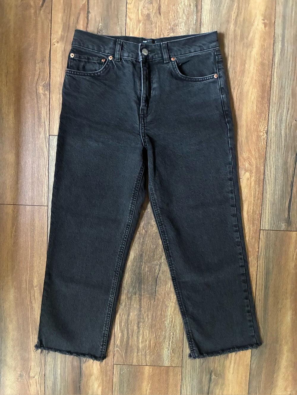 ASOS Black High-Rise Straight Crop Jeans - Size 28